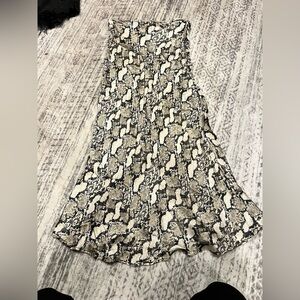 H&M Beige and Black Snake Print A-Line Skirt
